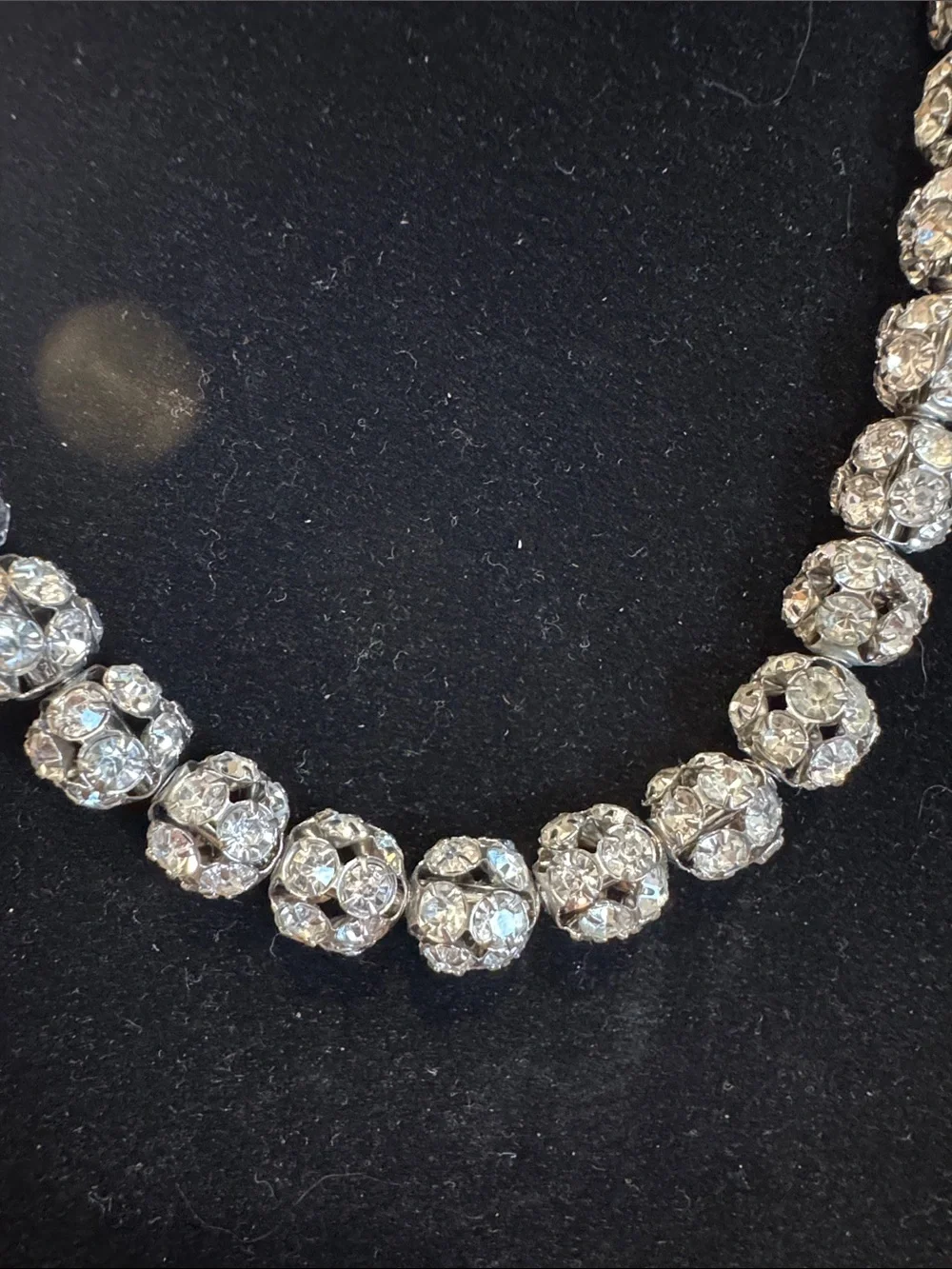 Crystal Statement Necklace in Silver 22”